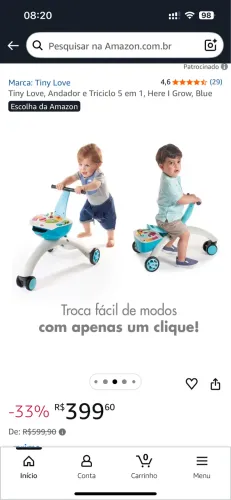 Andador e triciclo 5 em 1