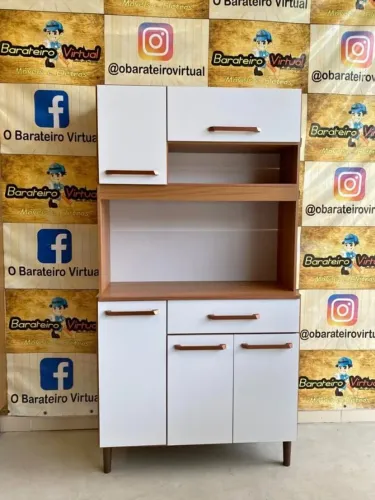 Armário de Cozinha Iguape 100% MDF Tuboarte 5 Portas e 1 Gaveta - Off White