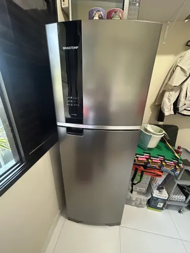 Geladeira Brastemp Frost Free Duplex 400 Litros Cor Inox com Freeze Control - BRM54JK