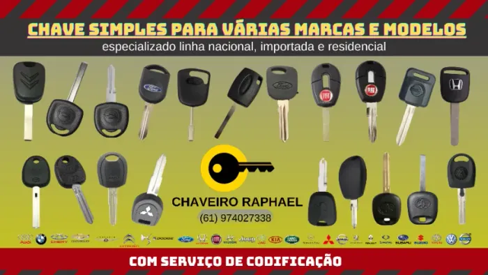 Chave Simples Reserva Carros Linha Nacional Importada Completa Com Serviço de Codificação