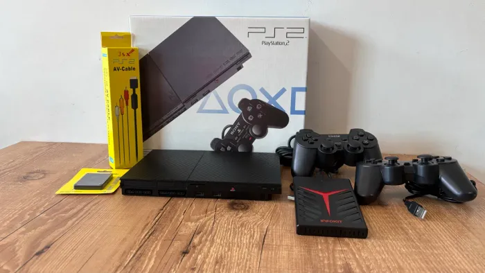 Playstation 2 + Hd Com Jogos + 2 Controles
