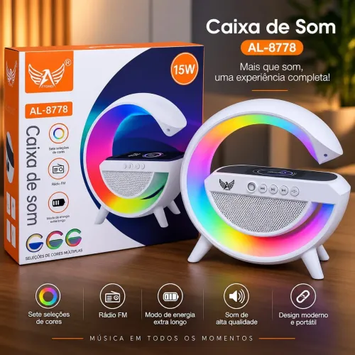 Caixa de som Bluetooth Altomex AL-8778 com led RGB