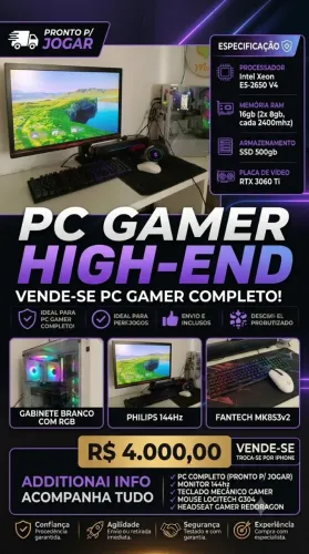 VENDO OU TROCO PC GAMER COMPLETO
