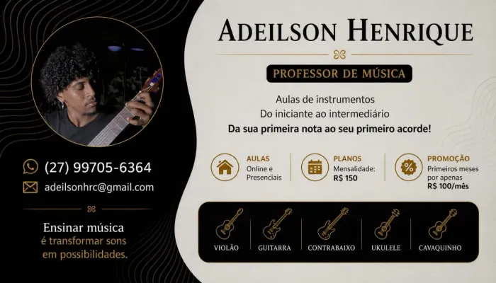 Aulas de violão residenciais e online, iniciante e intermediário 