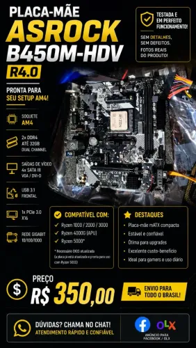 PLACA MÃE B450 HDV