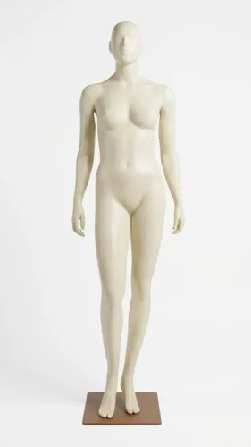 Manequim branco feminino perna dobrada