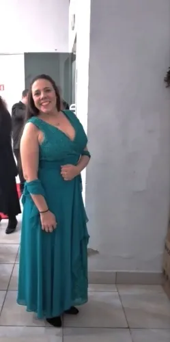 VESTIDO DE FESTA LONGO - VERDE PETRÓLEO/TURQUESA ?