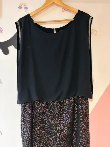 vestido de festa paetê preto dzarm