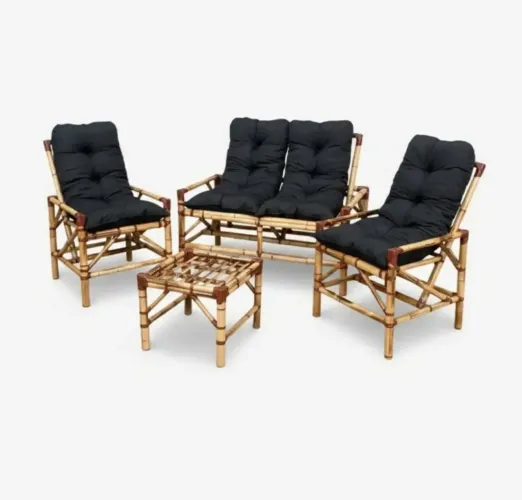 Conjunto de Bambu para Jardim / Varanda (Sofá 2 Lugares, 2 Cadeirões e Mesa de Centro)