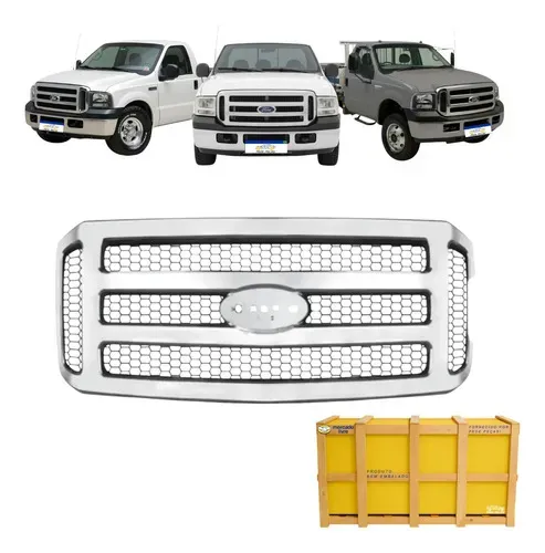 Grade Central Cromada F-250 2006 2007 2008 2009 A 2012 Nova Cromado Brilhante