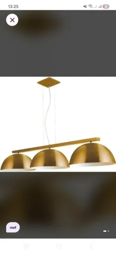 pendente redondo ref 6002 verniz dourado soquete e27 3 lampada (112 x 30 x 19 cm) bivolt f