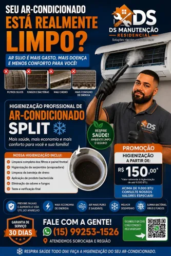 Limpeza e higienização de ar-condicionado