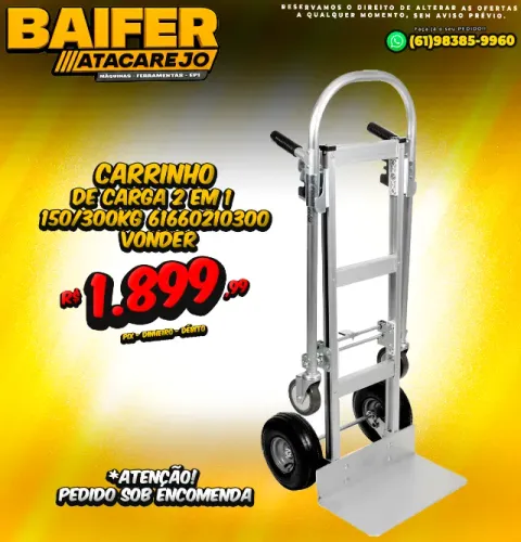 Carrinho de Carga 2 em 1 150/300Kg 61660210300 Vonder
