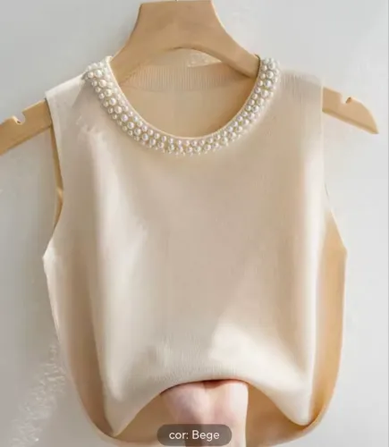 Colete/Blusa de Tricô Bege Sem Mangas tamanho Único Nova