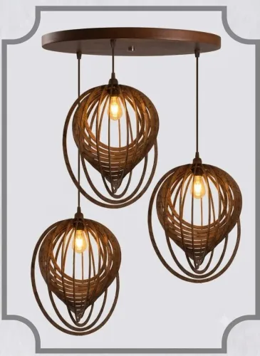 Lustre pendente trio em MDF