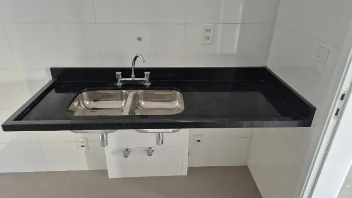 Pia de cozinha 64x160cm preto são gabriel cuba dupla nova
