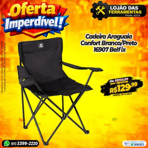 Cadeira Araguaia Confort Branco/Preto 16907 Belfix