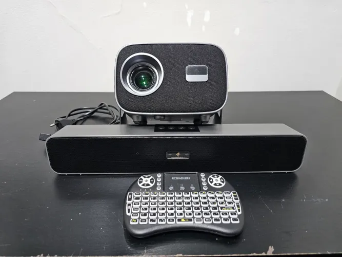 Kit Projetor A10 plus, caixa de som e controle Bluetooth