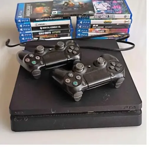 ? PS4 Slim 1TB + 2 Controles Originais + 9 Jogos