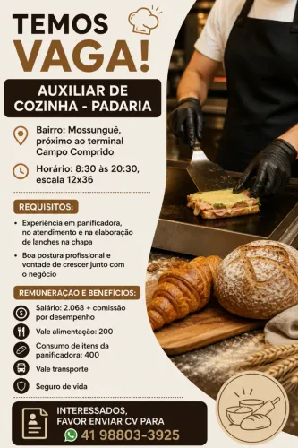 Auxiliar de Cozinha - Panificadora