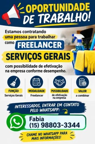 ? OPORTUNIDADE DE TRABALHO!