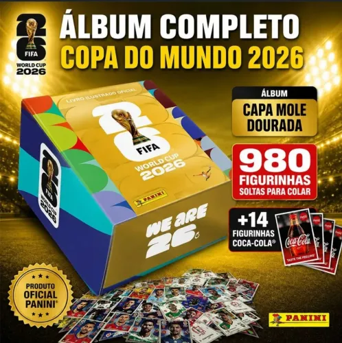 Álbum Dourado com todas as figurinhas pra colar