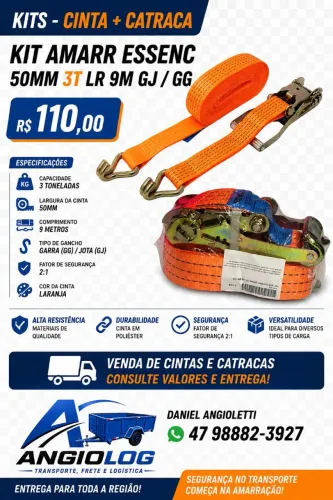 Kit cinta e catraca 3 toneladas