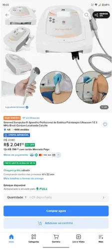 Aparelho Ultrassom Estético e Fisioterapia 1/3 MHz Bivolt para Celulite e Gordura