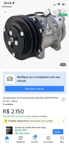 Compressor de ar-condicionado Automotivo.