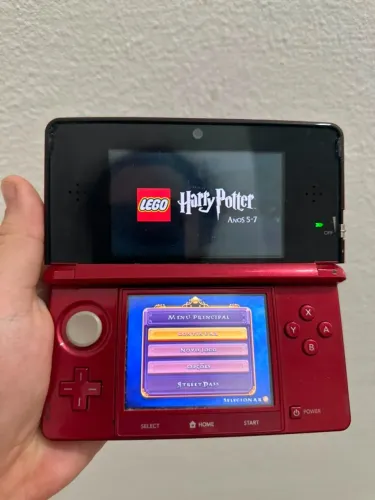 Videogame Nintendo 3ds Vermelho + Cartucho Lego Harry + Base