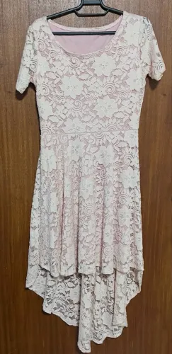 vestido rosa claro renda mulet