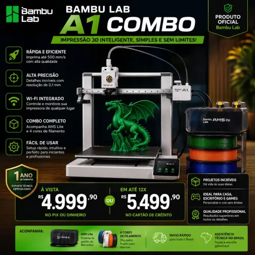Impressora 3D bambu lab A1 combo + AMS NOVA