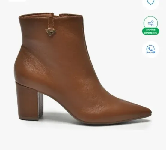 Bota Couro Legítimo. Cor Caramelo. Na embalagem, etiquetas e papéis originais.