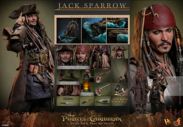 Jack Sparrow Piratas do Caribe DX 38 Deluxe Version Hot Toys 1/6