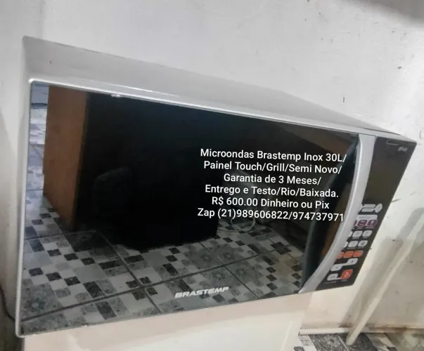 Microondas Brastemp Inox Grill 30L/Novíssimo/Com Garantia/Entrego