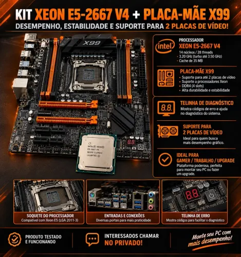 Kit processador + placa mãe xeon 2667 v4