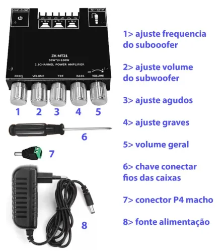 Kit amplificador Bluetooth para caixas de som e subwoofer faço envio