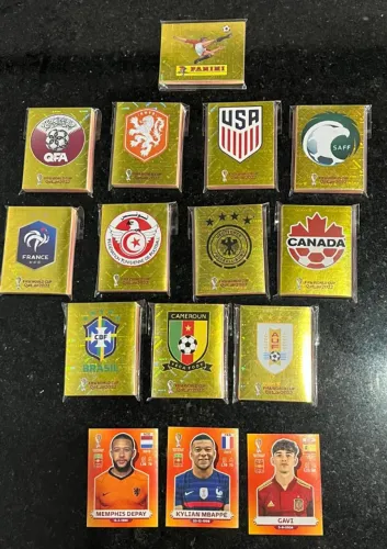 SET Completo Copa 2022 Fundo Laranja Made Italy - Coleção Dificil + Brinde Album C Cartao