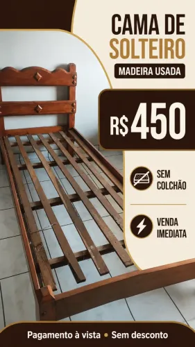 VENDE-SE CAMA DE SOLTEIRO DE MADEIRA