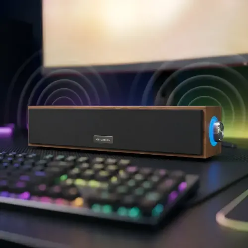 Caixa de Som Soundbar 6w Rms USB P2 Acabamento Madeira C3tech Novo