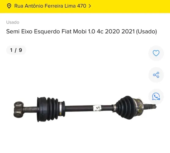 SEMI EIXO ESQUERDO FIAT MOBI 1.0 4cc 2021