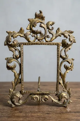 Porta retrato antigo em bronze