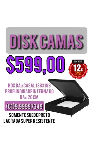Cama box baú casal padrão 138x188 a partir de...