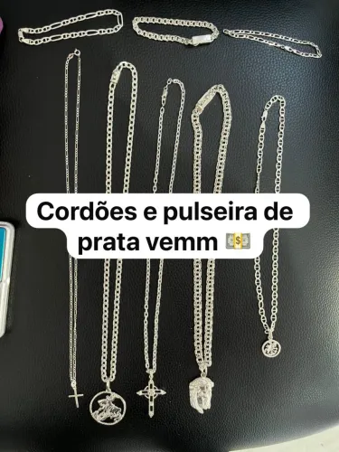 Cordões pulseiras e pingente prata pura