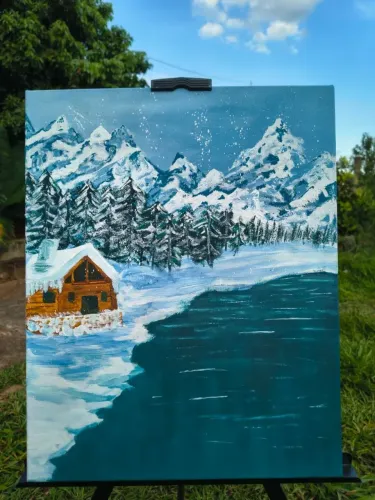 Quadro decorativo pintado a mão - Fiori di neve
