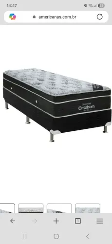 Cama Box Solteiro: Colchão molas nanolastic exclusive pillow + base Suede cinza