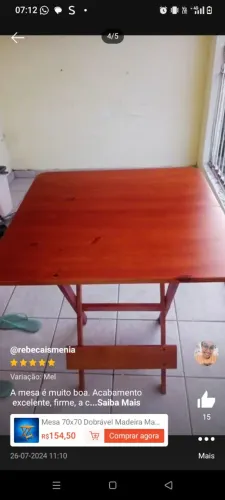 Mesa dobravel estilo bar madeira maciça