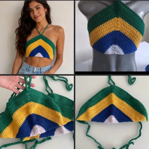 Cropped tricô feito a mão Brasil
