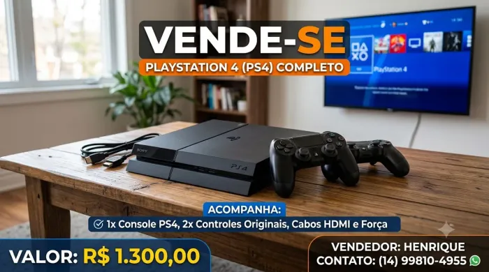 PS4 1TB 2 CONTROLE ORIGINAL