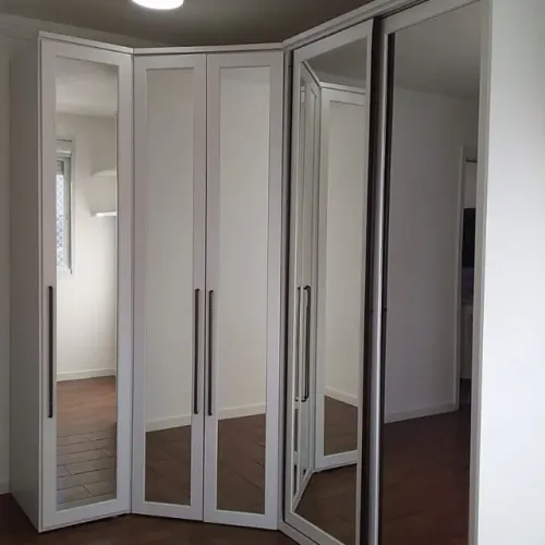 kit guarda roupa elite com espelhos de canto 5 portas, branco robel